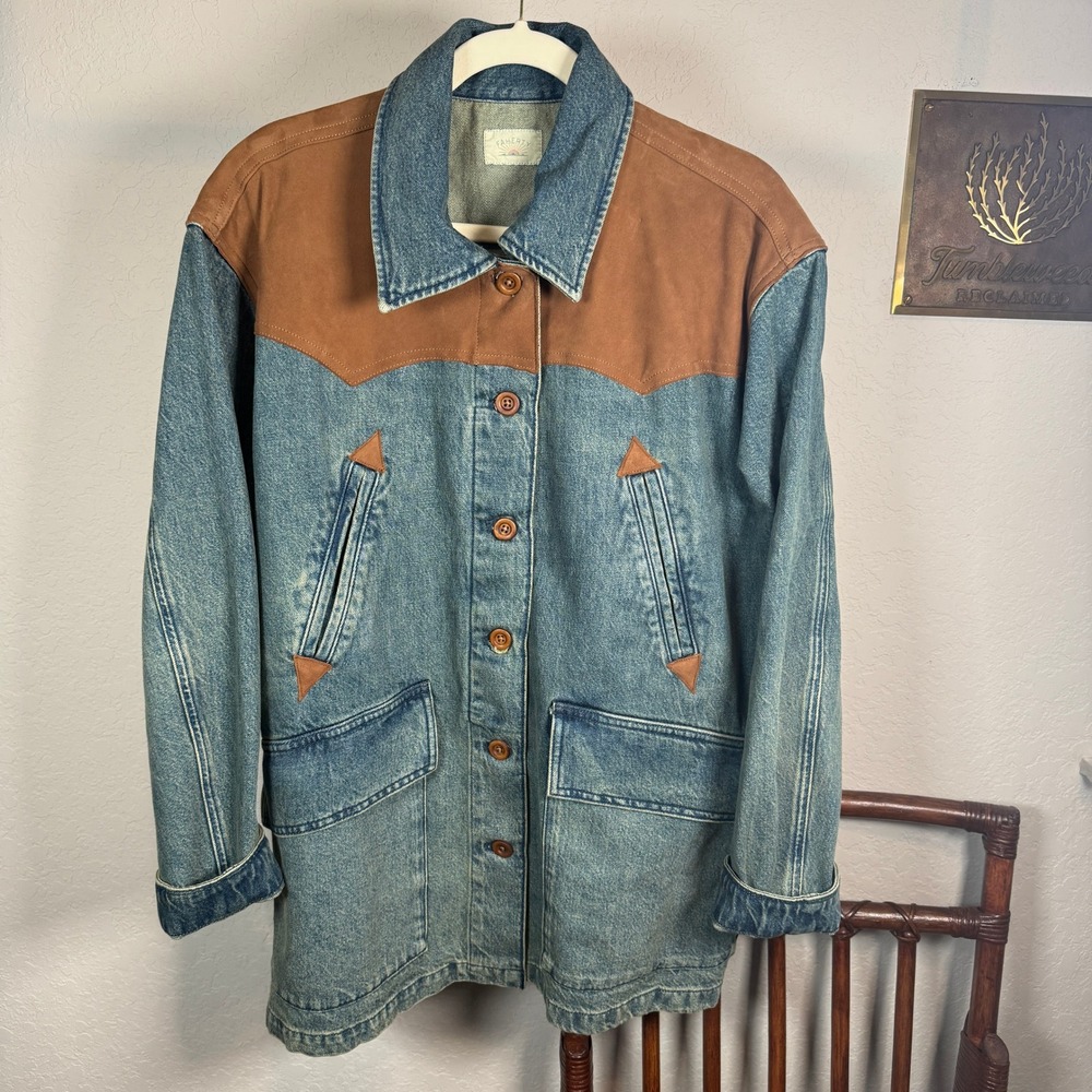 Faherty Ridge Back Denim Suede Jacket Creekside Indigo Wash WOH2510 L/XL New - Picture 3 of 10